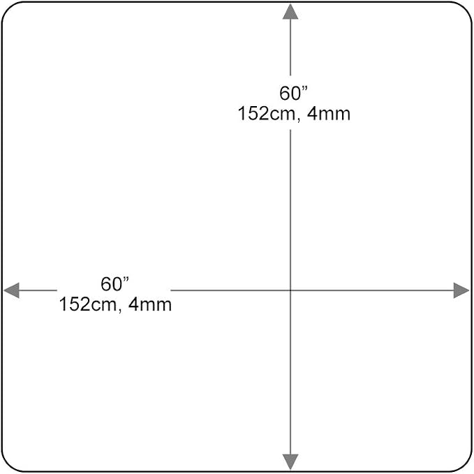Dulles Glass 60 inch Square Glass Table Top - Tempered - 1/2" Thick Glass Surface, Safe Beveled Edge, Radius Corners, Multipurpose for Dining Table, Patio, Coffee and End Table