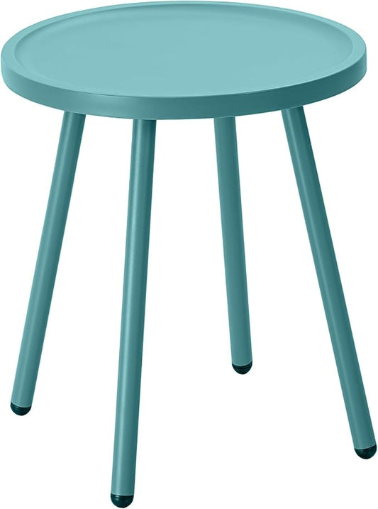 Werph Outdoor Side Table, Small Table with 4 Legs, Blue Patio Side Tables for Outside, Small Side Tables, Round End Table for Porch and Balcony, Pool Side Table for Indoor & Outdoor