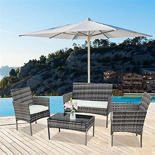 Three Colors Patio Furniture Set Outdoor Living Room Balcony Rattan Furniture Four-Piece-Brown Outdoor Furniture (Color : B) (C)