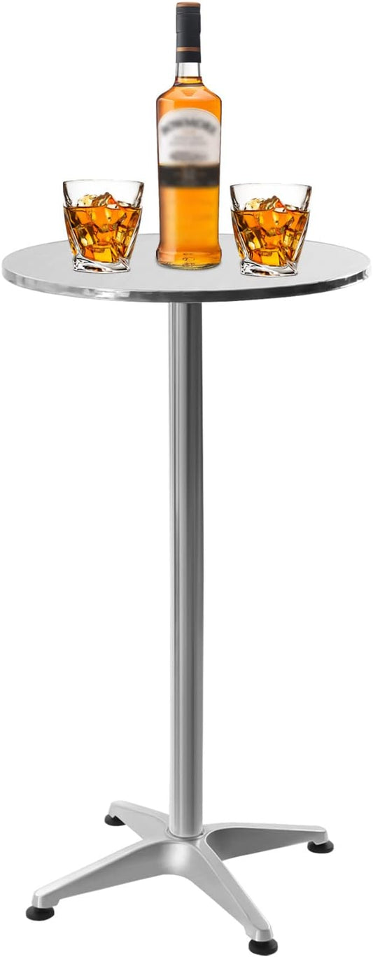 23.62 Inch Patio Round Dining Table with Aluminum Tabletop, Heavy-Duty Metal Frame,Restaurant Bar Table with Flip-Up Top Aluminum Edge for Bar, Bistro,Weddings,Patio, Parties