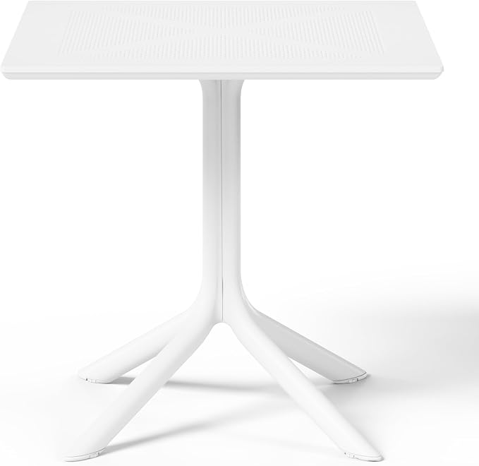 WestinTrends Playa 31.5" Square Plastic Outdoor Patio Dining Table for 4, White