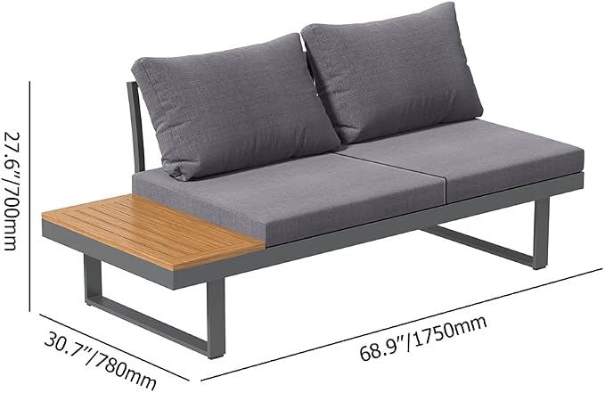 homary 4-Piece Modular Teak Outdoor Sofa Set,Weather-Resistant Patio Furniture with Smokeless Fire Pit, Waterproof Cushions, Modern Sectional for Garden, Deck & Backyard
