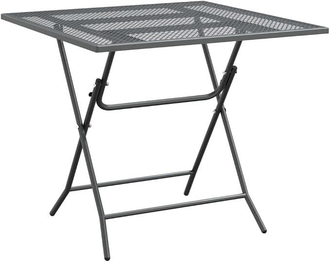 5 Piece Patio Dining Set with Expanded Metal Mesh Anthracite Outdoor Furniture for Garden, Backyard, Deck, 7-Position Reclining Chairs with E-Coating, Space-Saving Foldable Table and Chairs Set