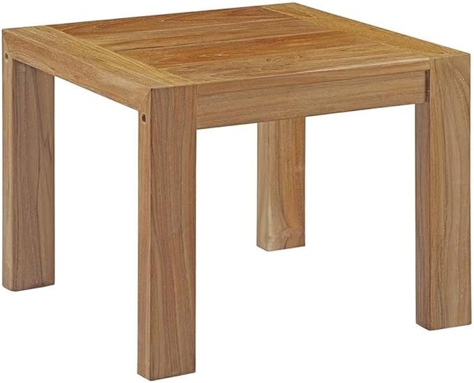 Pemberly Row 8-Piece Teak Patio Sofa Set, Natural Wood and White Finish, Includes Sofa, Armchairs, Ottomans, Coffee Table and Side Tables, Modern Outdoor Furniture with Washable Cushions