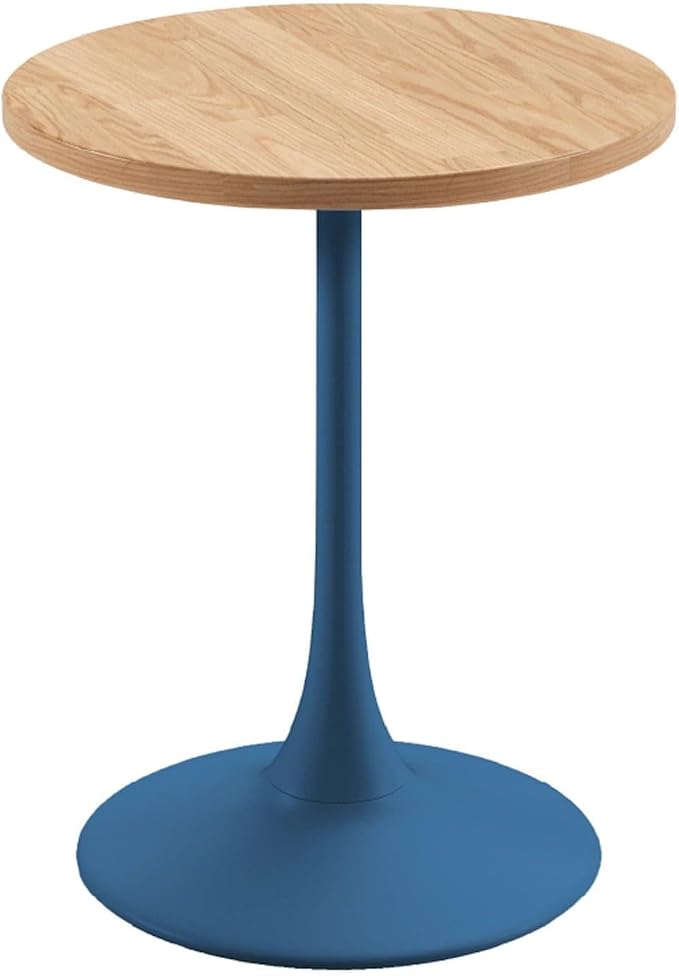 Jamesdar, Elise, Round Heavy Duty Commercial Bistro Table for Indoor Outdoor Restaurant & Café Dining, Solid Oak Top, Steel Base, 300 lb Capacity, 24" D x 30" H, Berry Blue