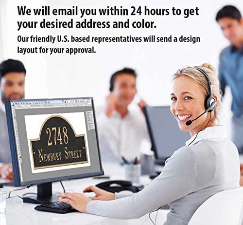 Whitehall Personalized Cast Metal Address Plaque with Arch Top. Made in the USA. Display Your Address and Street Name. Custom House Number Sign. Wall Mounted Sign.