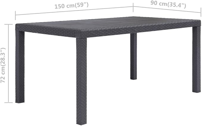 vidaXL Patio Table, Outdoor Dining Table, Garden Table, Garden Furniture for Front Porch Deck Lawn Backyard Balcony Terrace, Plastic Brown