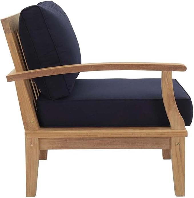Modway EEI-1822-NAT-NAV-SET Marina Premium Grade A Teak Wood 2-Piece Outdoor Patio Furniture Set, Natural Navy