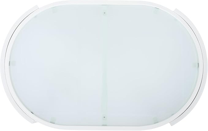 Christopher Knight Home Lula Aluminum Outdoor Coffee Table with Tempered Glass Top, Modern Coffee Table for Patio Furniture Set, Weather-Resistant Patio Table with Oval Top, White