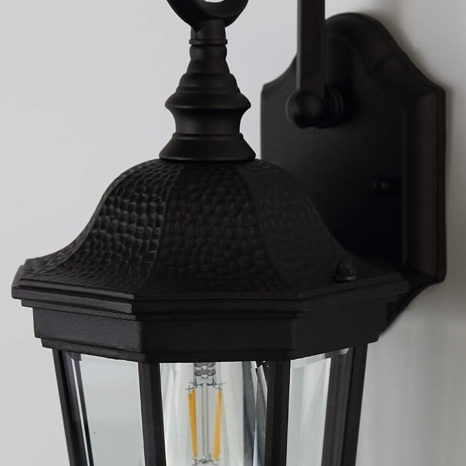 Outdoor Wall Lantern, 16'' Black Outdoor Wall Light Fixtures