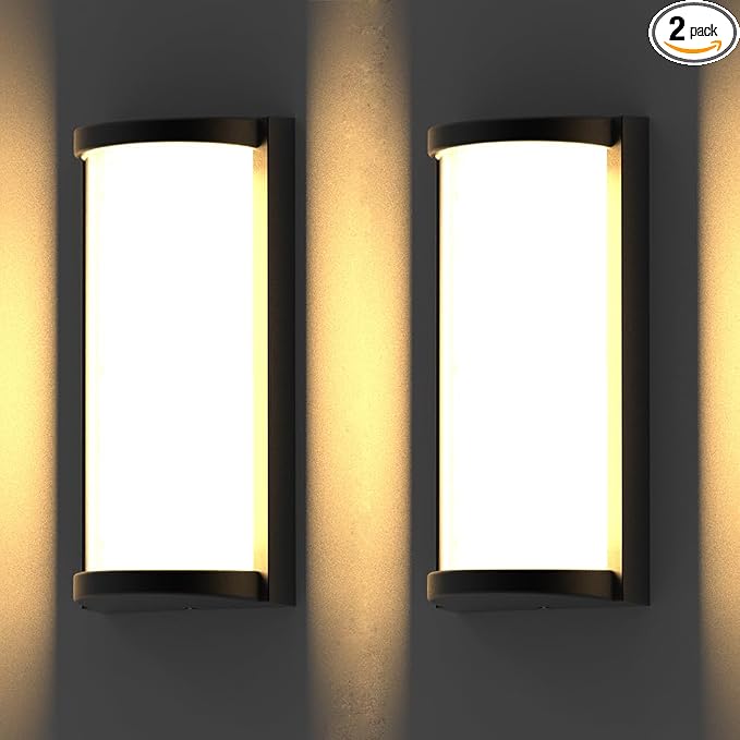 Modern Exterior Wall Lights, 2Packs 3000k Outdoor Light Fixtures,LED Wall Mounted Lamps,Matte Black Porch&Patio Light for House,IP65 Waterproof for Garage Hallway Stairs Gardens(2packs)
