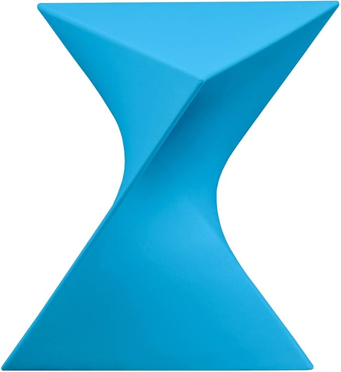 LeisureMod 15.75" Triangular Side Table, Stackable Plastic Accent End Table for Indoor & Outdoor Use, Weather-Resistant Modern Patio & Living Room Table, Set of 4, Blue