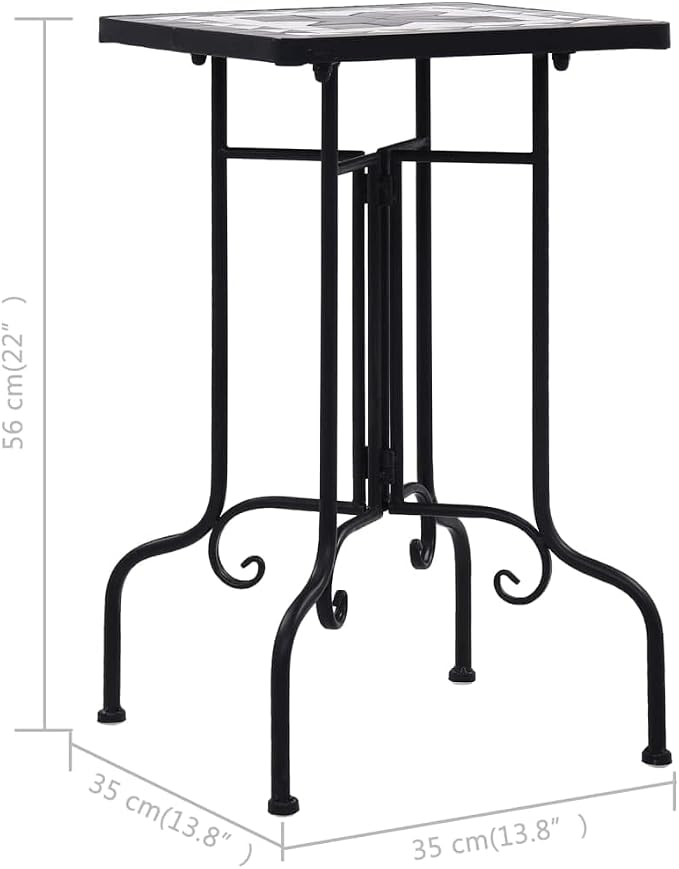 vidaXL Side Table, Plant Table, Plant Stand, Flower Pot Stand for Living Room Hall Patio Balcony Porch Backyard, Black and White Ceramic