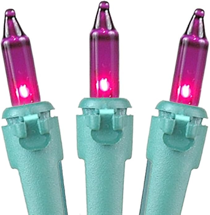 Novelty Lights 11 Feet 50 Bulbs Green Wire Purple Incandescent Mini Lights