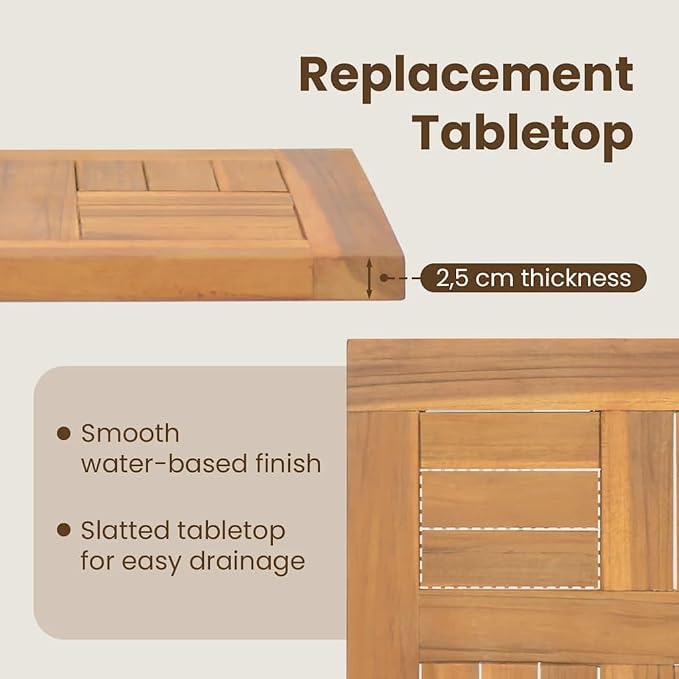 vidaXL Square Table Top, Dining Table Top for Home Kitchen Restaurant Standing Desk Frame, Wooden Table Top Replacement, Solid Wood Teak