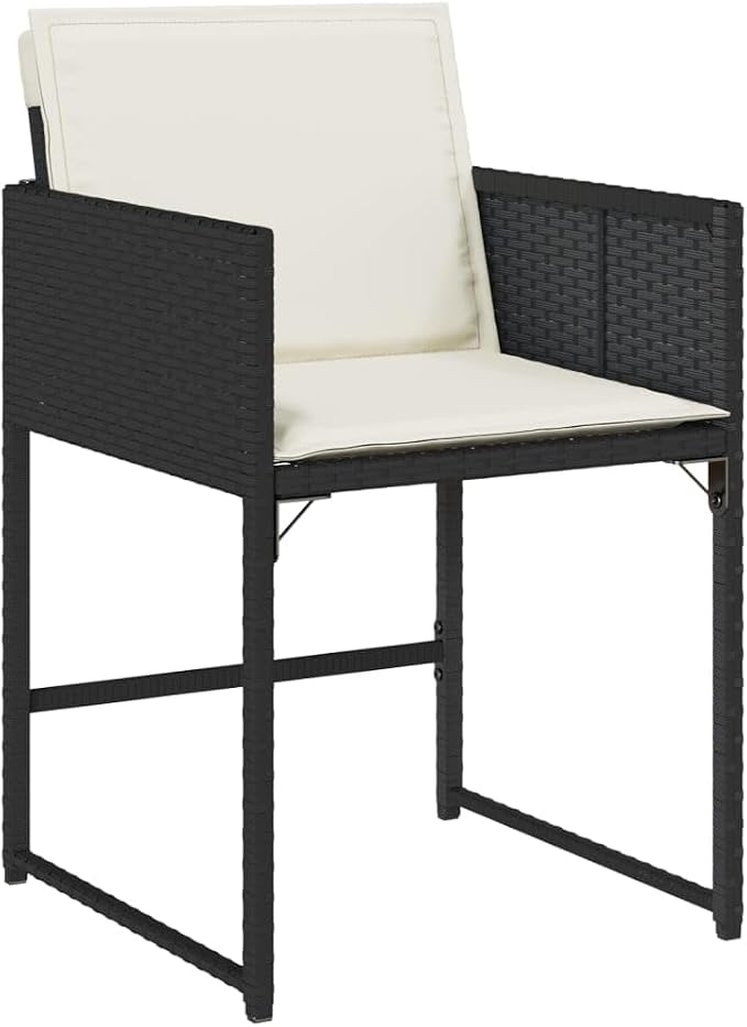 7 pcs Set Patio Dining Set & Balcony Furniture Black PE Rattan Outdoor Patio Furniture Set Garden Dining Set for Backyard Front Porch Lawn 65 x 41.7 x 28.7 in