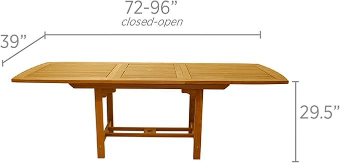 Royal Teak Collection FER8 Rectangular Family Expansion Teak Table, 72/96-Inch
