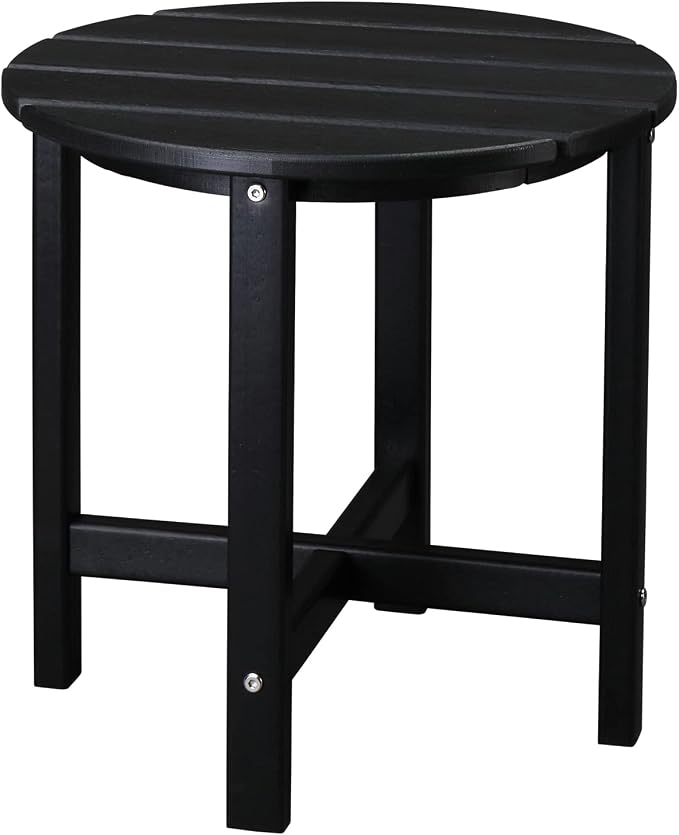 Patio Side Table, Pool Composite Patio Table,HDPE End Tables for Backyard,Pool, Indoor Companion, Easy Maintenance & Weather Resistant (Style 2-Black)