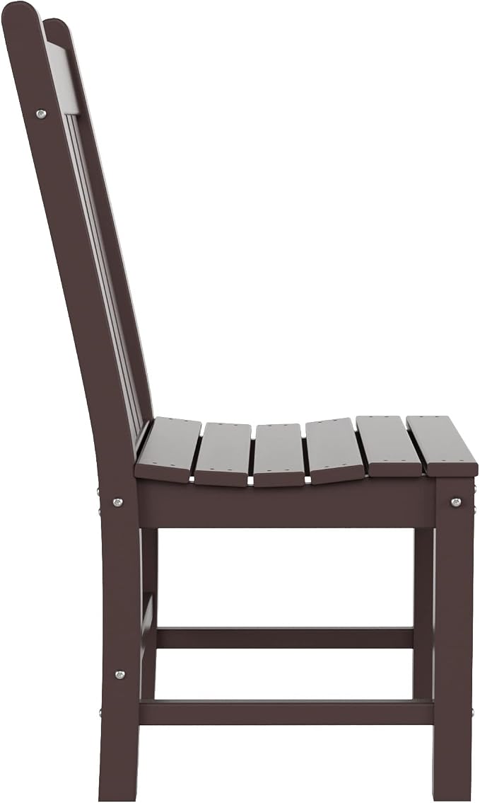 WestinTrends Malibu 6 Piece Outdoor Dining Set with Bench, All Weather Poly Lumber Patio Table and Chairs Set, 71" Trestle Dining Table with Umbrella Hole, 5 Patio Chairs with Bench, Dark Brown