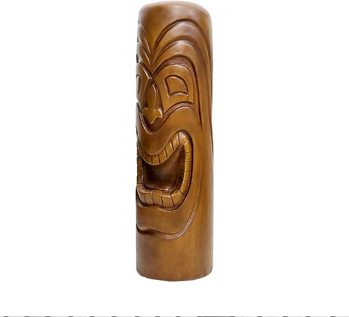 SKYFIRE Outdoor Decorative Statues - 35.8”H The Grande Tiki God Kanaloa Teeth Indoor Ornamental Outdoor Statues for Garden, Patio, Backyard, Lawn, House, Office Decor -Concrete, Wood Tone Finish