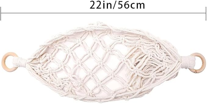 22 Inches Hanging Fruit Hammock Fruit Vegetable Hanger Basket Fruit Holder Net Banana Storage Hammock with 2 Pcs Screw Hooks for Kitchen Under Cabinet