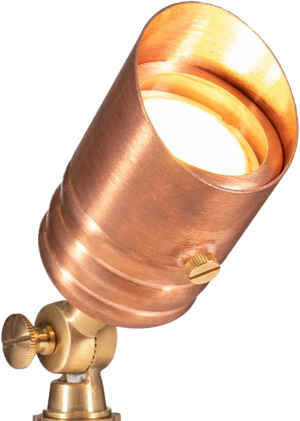 VOLT Fat Boy 12V Outdoor Mini Spotlight (Copper) with 5W 2700K Warm White 400 Lumen MR16 LED Bulb for Low Voltage Landscape Lighting of Yard, Lawn, Garden, Patio, Trees & House
