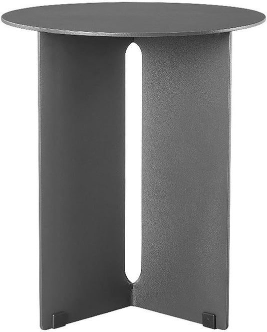 Modway Tecton Aluminum Outdoor Patio Round Side Table in Charcoal - 15 inch Porch Garden Table - Tall Poolside End Table - Small Metal Accent Table - Powder-Coated Aluminum Patio Furniture