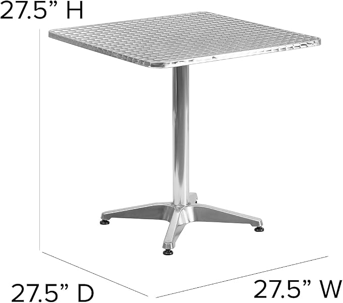 Flash Furniture Mellie Commercial Grade 27.5" Square Aluminum Indoor-Outdoor Table with Base