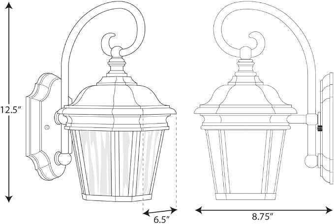 Progress Lighting Crawford Collection 1-Light Etched Glass New Traditional Outdoor Small Wall Lantern Light Textured Black