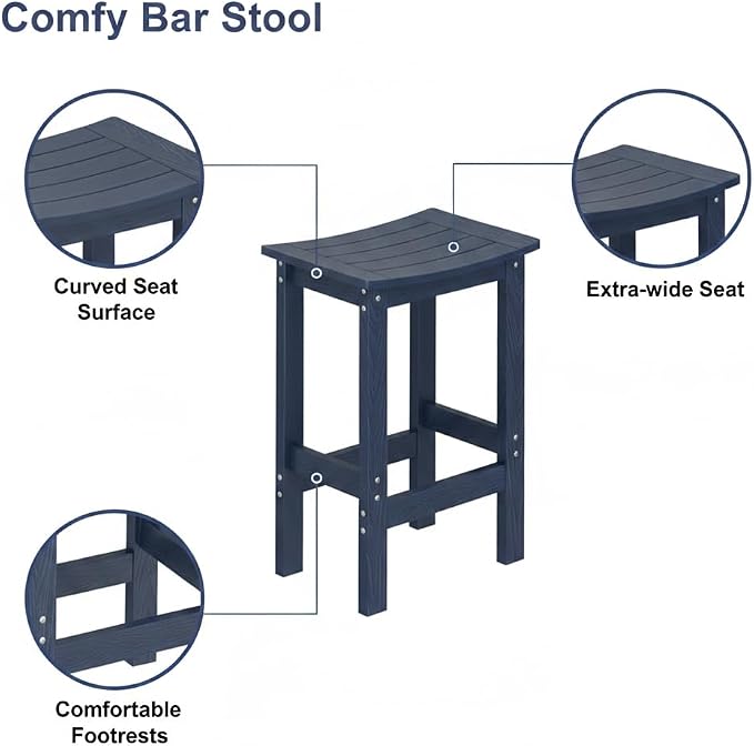 5Pcs Poly Lumber Outdoor Patio Bar Set, All Weather HIPS Bar Table and Chairs Set for Outside, 55" Rectangular High Top Bar Table with 4 Bar Stools for Patio, Poolside, Balcony, Hot Tub, Blue