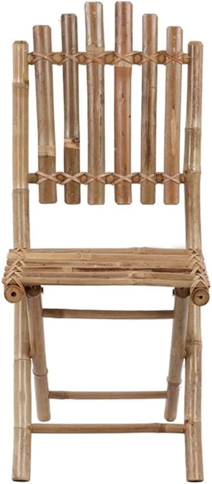 BOWERY HILL 5-Piece Folding Patio Dining Set, Natural Bamboo Table and 4 Chairs with Green Cushions, Compact Outdoor Garden Furniture, Rustic Style, Fits 4 People, Water-Resistant
