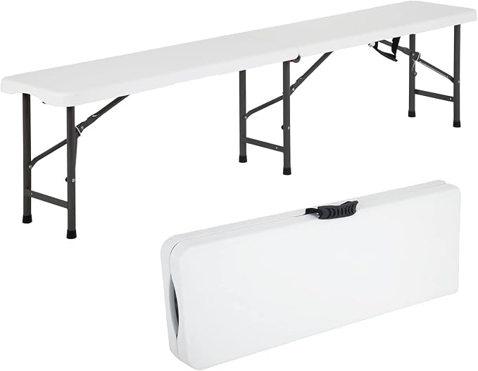 Folding Tables 6Ft Outdoor Dining Table, Portable Picnic Table Fold Up Lightweight Party Tables, 6 Foot Bench Camping Bench, Mesas Para Fiestas Beach Benches Garden Bench