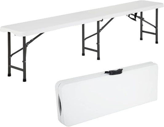 Folding Tables 6Ft Outdoor Dining Table, Portable Picnic Table Fold Up Lightweight Party Tables, 6 Foot Bench Camping Bench, Mesas Para Fiestas Beach Benches Garden Bench