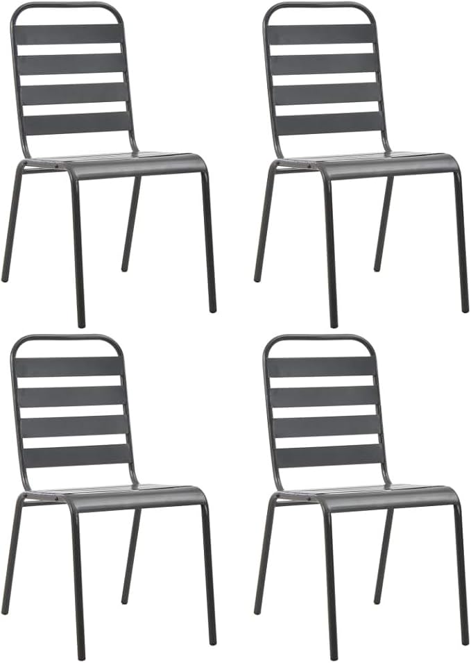 vidaXL Steel with E-Coated and Powder-Coated Dining Set in Dark Gray