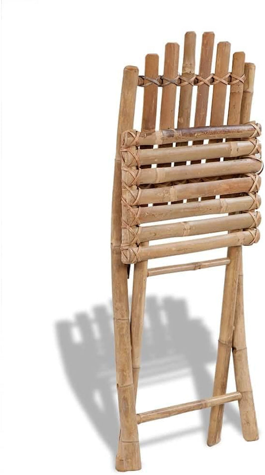 5-Piece Bamboo Folding Dining Set, Portable Indoor Outdoor Garden Furniture Table and Chairs for Patio, Backyard, Small Space, Brown