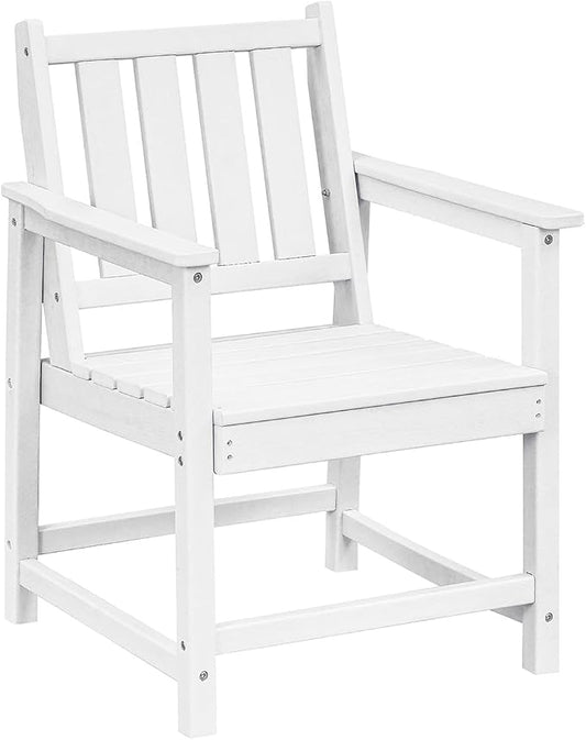Outdoor Chairs All-Weather Patio Dining Chair with Backrest and Armrest, 300 LBS Support HDPE Outdoor Patio Furniture Chairs for Garden, Deck, Porch, White