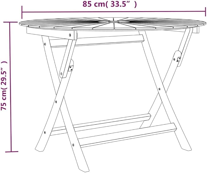 Solid Teak Wood Folding Garden Table Round Patio Furniture 4 Person Outdoor Dining Set