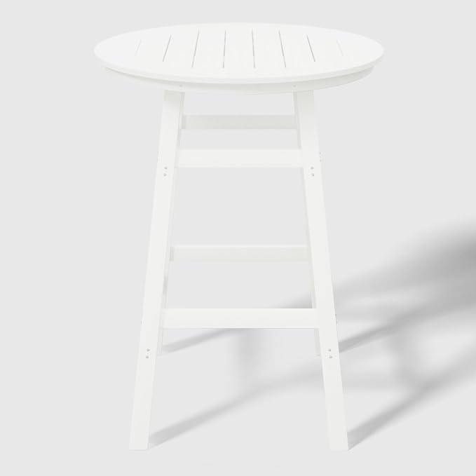 WestinTrends Malibu Outdoor 35" HDPE Round Patio Bar Height Table, White