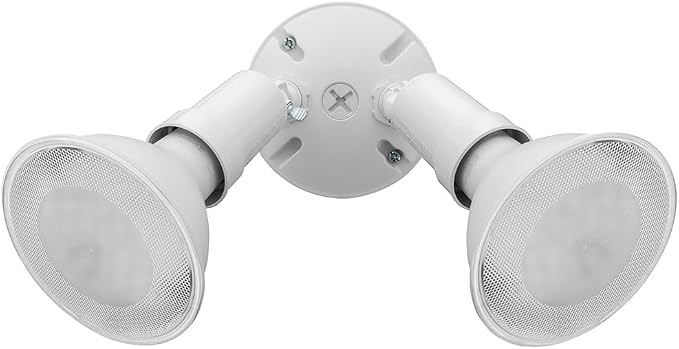 Lithonia Lighting Outdoor Flood Light Fixture, Adjustable Twin Par Flood Light Holder, Safety and Security, 120 Volts, Uses 2 Lamps Up to 150W (Not Included), White, 6-Pack (OFTH 300PR 120 WH CP6 M4)
