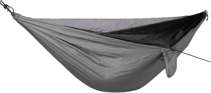 Hammocks, 2Pcs Hammock with Net Sleeping Netting for Travel Foldable Hammock with Fly Mesh for Outdoor Backpacking Backyard Hiking,for Outside(Light Gray)