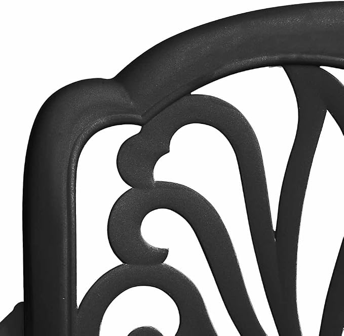 5 Piece Bistro Set Cast Aluminum Black | Weather-Proof, Umbrella Hole, Patio Dining, Sturdy and Durable