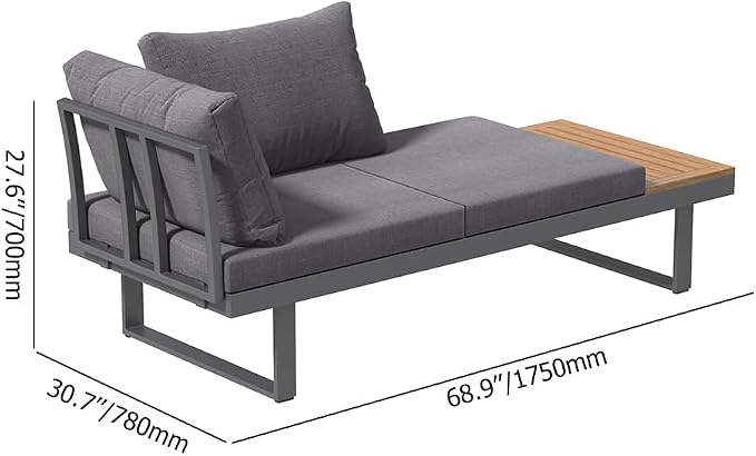 homary 4-Piece Modular Teak Outdoor Sofa Set,Weather-Resistant Patio Furniture with Smokeless Fire Pit, Waterproof Cushions, Modern Sectional for Garden, Deck & Backyard