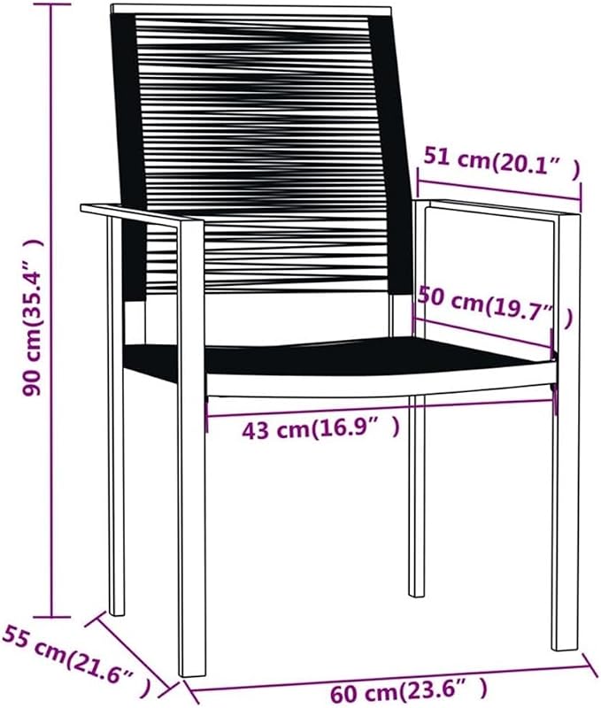 Afuera Living 5-Piece Modern Patio Dining Set, Powder-Coated Steel, Glass, PVC Hollow Rattan, Black Finish, Square Table and 4 Chairs, Water-Resistant, Comfortable Seating, Outdoor Garden or Terrace