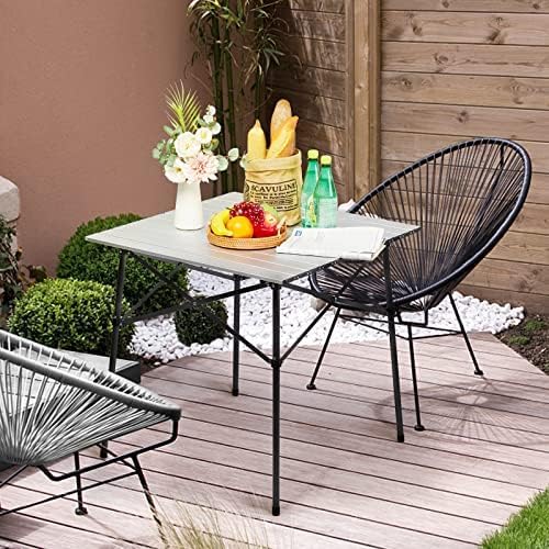Portal Lightweight Aluminum Folding Square Table Roll Up Top 4 People Compact Table with Carry Bag for Camping, Picnic, Backyards, BBQ, Silver