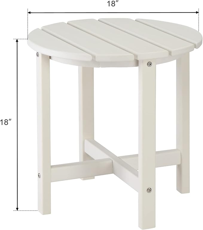 Vasitelan Patio Adirondack Side Table, Double Outdoor Side Table, Poly Lumber end Table, Weather Resistant for Indoor, Patio, Pool, Porch (White)