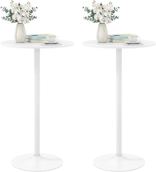 ERGOMASTER Cocktail Table,Two-in-one Modern Style Standing Circular Bar Table 40"/22" Two Convertible Height Suitable for Dining Room, Restaurant, Kitchen (2, White)