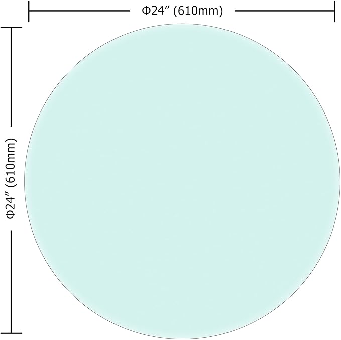 Meihua Glass Table Top, 24 Inch Round 3/8" Thick Beveled Polished Edge, Clear Tempered Glass Surface Protector, Multipurpose for Dining Table, Patio, Coffee and End Table