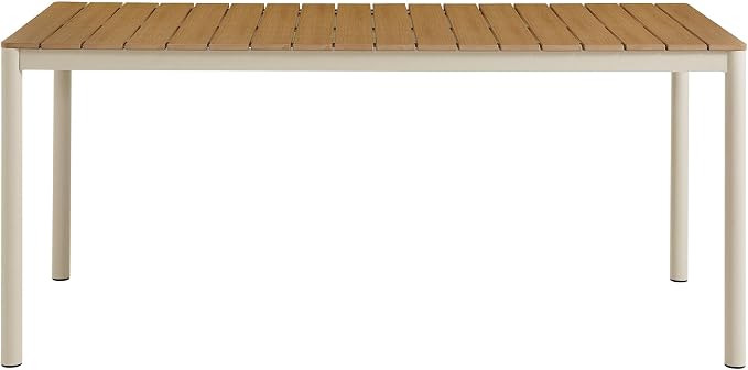 Modway Finn 71 Inch Outdoor Patio Dining Table for 6 People in Natural