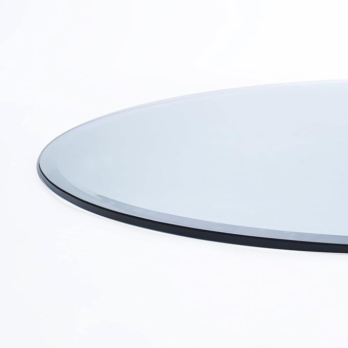 Spancraft 14" Round 1/2" Thick Tempered Clear Glass Table Top with Beveled Edge, Replacement Glass Top for Dining Tables, End Tables, and Outdoor Patio Tables