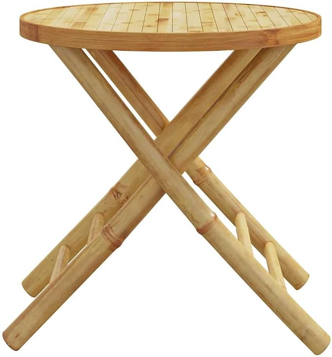 vidaXL Folding Patio Table, Outdoor Table with Slatted Top, Rectangular Table for Garden Greenhouse Courtyard, Modern Style, Bamboo